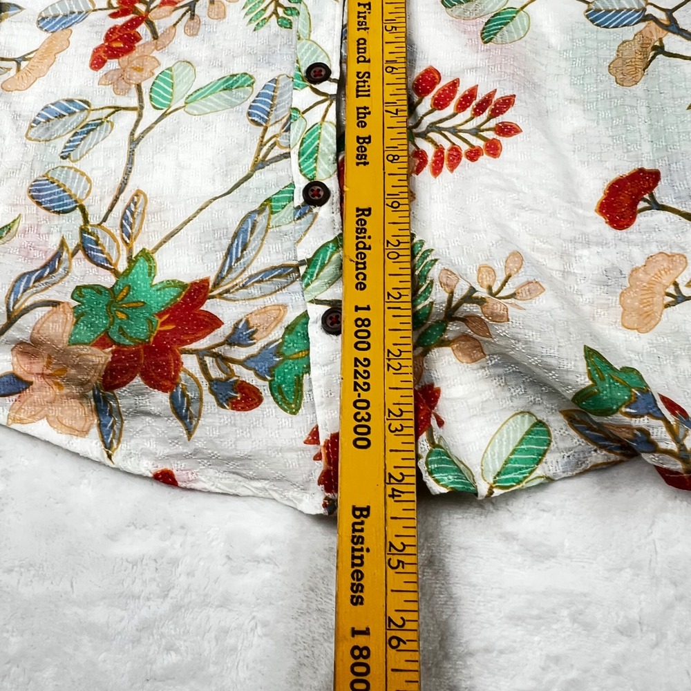 Maeve Anthropologie Floral Puff Sleeve Button Down Blouse White Multi Size 4 - Picture 7 of 12
